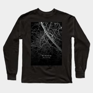 Vienna Austria City Map dark Long Sleeve T-Shirt